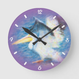 水彩画のペリカン17 ラウンド壁時計