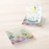 水彩画のペンキとの抽象的でグランジな質 ガラスコースター (アングル)