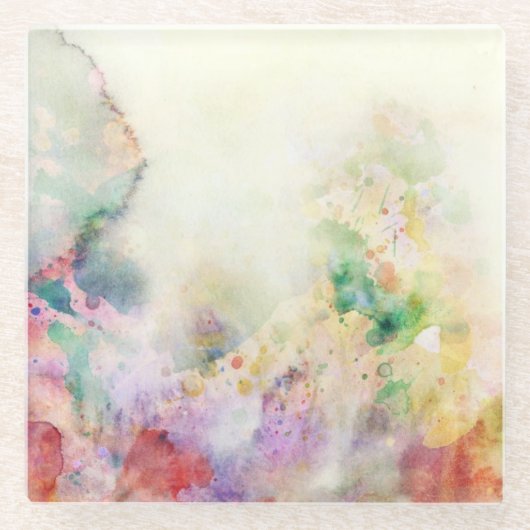 水彩画のペンキとの抽象的でグランジな質 ガラスコースター (正面)