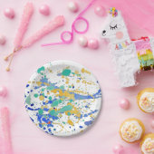 水彩画のペンキの（ばちゃばちゃ）跳ねる ペーパープレート (パーティー)