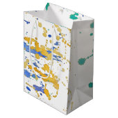 水彩画のペンキの（ばちゃばちゃ）跳ねる ミディアムペーパーバッグ (正面アングル)