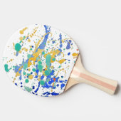 水彩画のペンキの（ばちゃばちゃ）跳ねる 卓球ラケット (横)