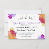 水彩画のペンキのsplatsは日付を救います セーブザデート (裏面)