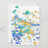 水彩画のペンキは誕生日をはね飛ばします 招待状 (裏面)