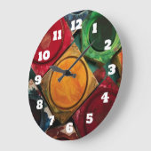 水彩画のペンキ箱のパレット ラージ壁時計 (傾斜)