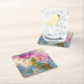 水彩画のペンキ3との抽象的でグランジな質 スクエアペーパーコースター (インサイチュ)