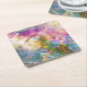 水彩画のペンキ3との抽象的でグランジな質 スクエアペーパーコースター (アングル)