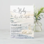 水彩画のホッキョクグマの冬のベイビーシャワー 招待状 (スタンド正面)