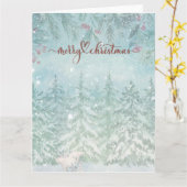 水彩画のホッキョクグマの冬景色 クリスマスカード カード (黄色い花)