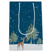 水彩画のホットココアのポーラーベア ミディアムペーパーバッグ (裏面)