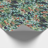水彩画のホリーの実とツルハランとクリスマスの休暇 ラッピングペーパー (角)