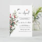 水彩画のホリーデイ　ベリー　グリーン　ウェディング　秘密の結婚式 招待状 (スタンド正面)