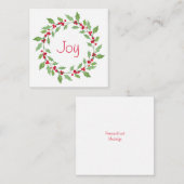 水彩画のホリーデザインのリース ノートカード (正面/裏面)