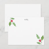 水彩画のホリーブランチ2  ノートカード (正面/裏面)