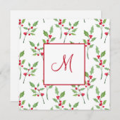 水彩画のホーリー・スプリグ・パターン ノートカード (正面/裏面)