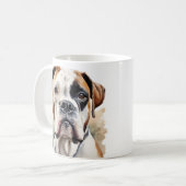水彩画のボクサー犬ポーズ コーヒーマグカップ (正面左)