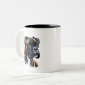 水彩画のボクサー犬 ツートーンマグカップ (正面左)