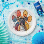 水彩画のボクサー犬 ペーパープレート (パーティー)