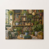 水彩画のボタニカル本屋の猫パズル | ジグソーパズル (横)