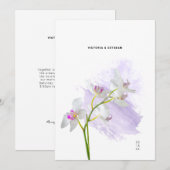 水彩画のボタニカル オーキッド ウェディング 招待状 (正面/裏面)