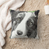 水彩画のボーダーコリーのギフト クッション (ブランケット)