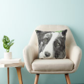 水彩画のボーダーコリーのギフト クッション (椅子)
