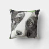 水彩画のボーダーコリーのギフト クッション (裏面)