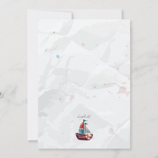 水彩画のボートの招待状 招待状 (裏面)