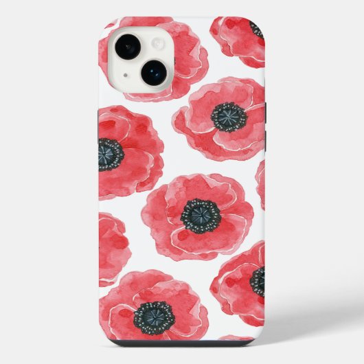 水彩画のポピー iPhoneケース (裏面)