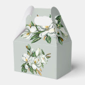 水彩画のマグノリアのグリーンギフト フェイバーボックス (裏面サイド)