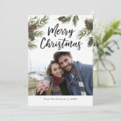 水彩画のマツクリスマスの写真カード シーズンカード (スタンド正面)