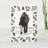 水彩画のマツ小枝、写真の挨拶状 シーズンカード (正面)