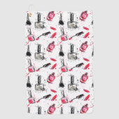 水彩画のマニキュアパターン ゴルフタオル (正面)