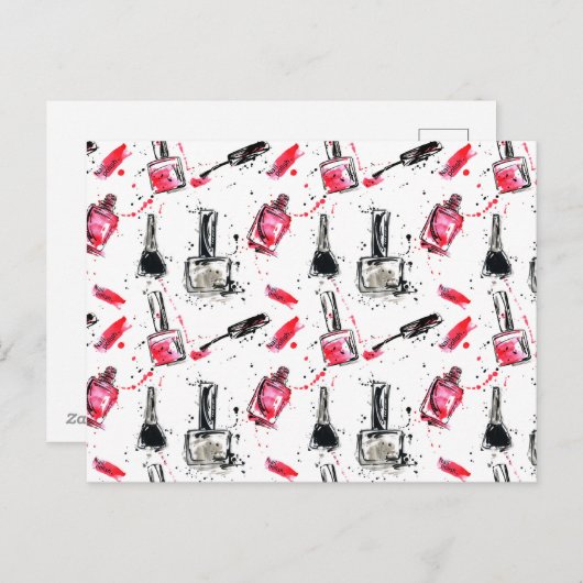 水彩画のマニキュアパターン シーズンポストカード (正面/裏面)