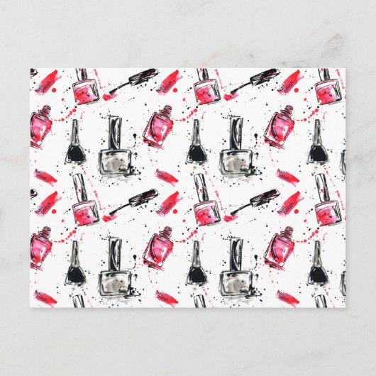 水彩画のマニキュアパターン シーズンポストカード (正面)