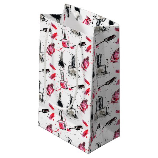 水彩画のマニキュアパターン スモールペーパーバッグ (正面アングル)