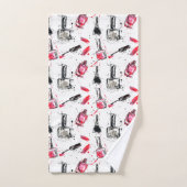 水彩画のマニキュアパターン バスタオルセット (ハンドタオル)