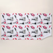 水彩画のマニキュアパターン ビーチタオル (正面)