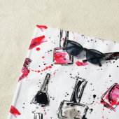 水彩画のマニキュアパターン ビーチタオル (インサイチュ)