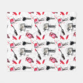 水彩画のマニキュアパターン フリースブランケット (正面(横))