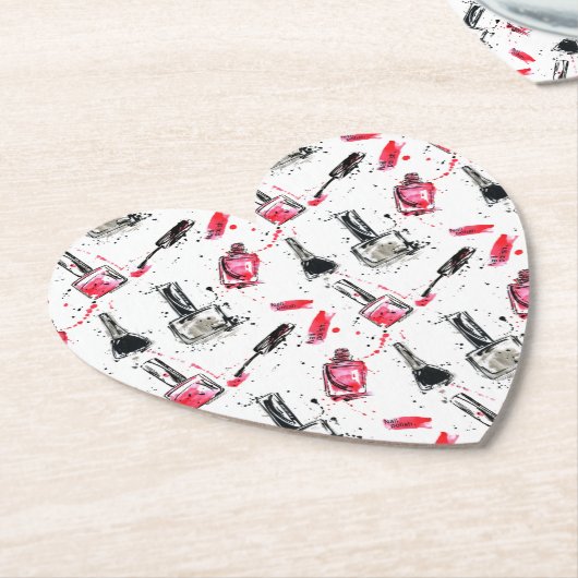 水彩画のマニキュアパターン ペーパーコースター (アングル)