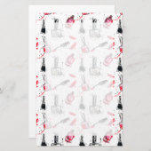 水彩画のマニキュアパターン 便箋 (正面/裏面)