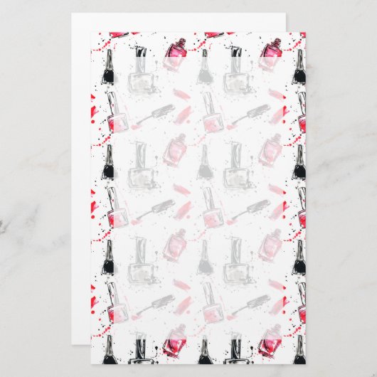 水彩画のマニキュアパターン 便箋 (正面/裏面)