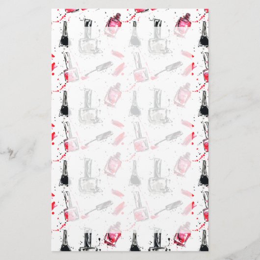 水彩画のマニキュアパターン 便箋 (正面)