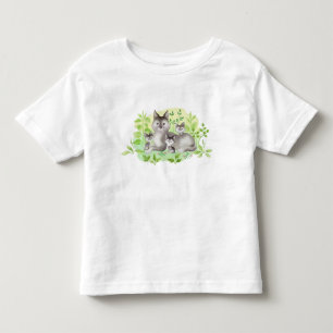 水彩画のママ グレイウルフと子供たち トドラーTシャツ