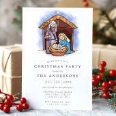 水彩画のマリアとヨセフとイエスのクリスマス パーティー 招待状