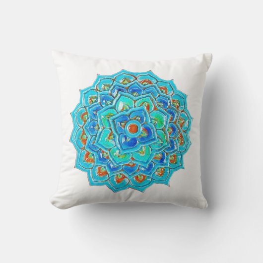 水彩画のマンデラのデザインのモロッコのタイル クッション (正面)