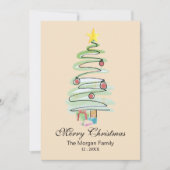 水彩画のミニクリスマスツリーカード（写真なし） シーズンカード (正面)