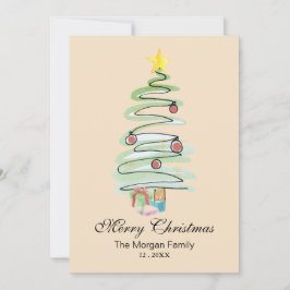 水彩画のミニクリスマスツリーカード（写真なし） シーズンカード