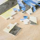 水彩画のメリーランドの旗および青カニ ジグソーパズル (側面)